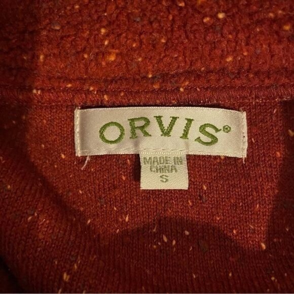 Vintage Y2K Orvis Speckled Fleece Full Zip Jacket Red Small - Picture 4 of 6